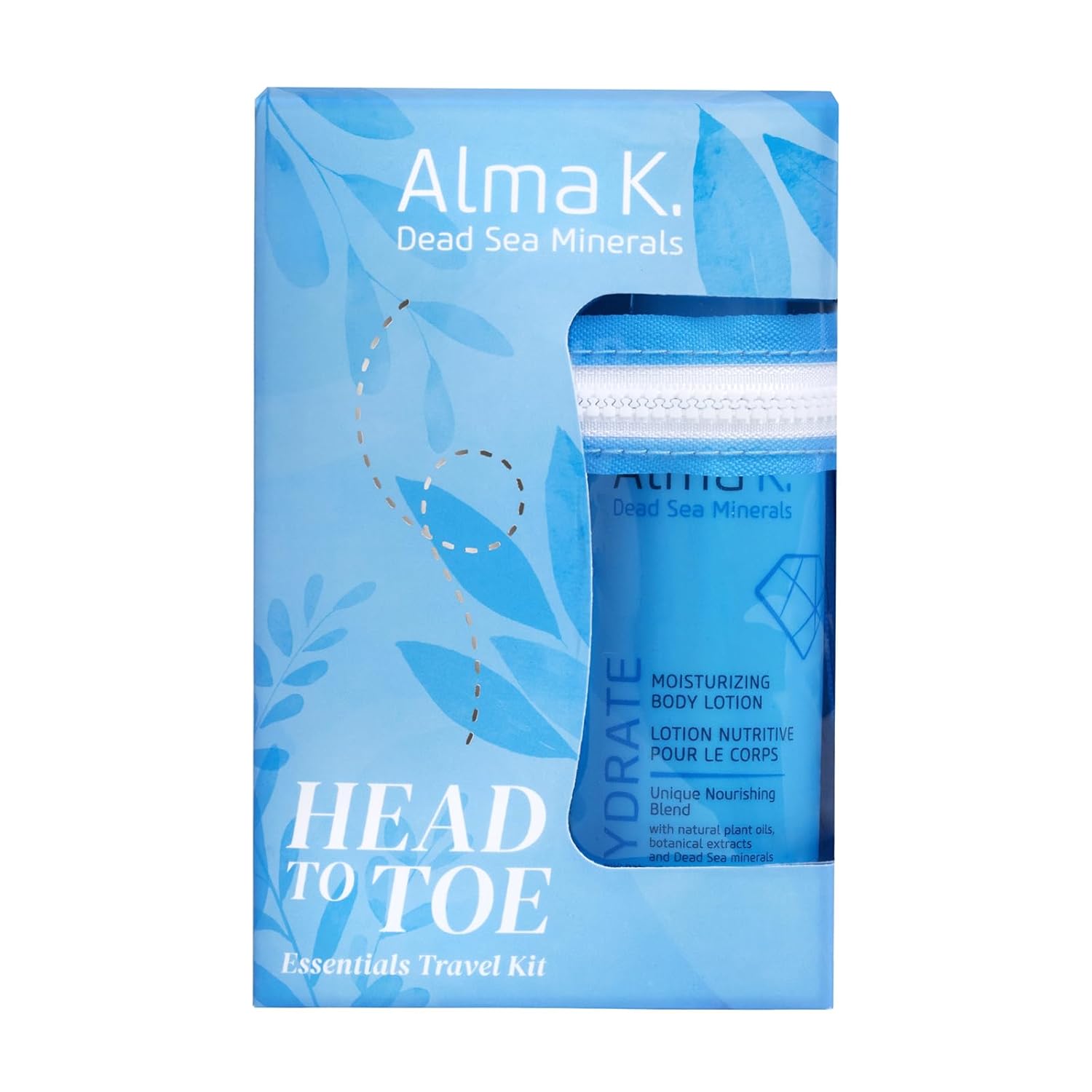 Alma K Head To Toe Essentials Travel Kit - Moisturizing Body Lotion, Silky Smooth Shower Cream, Shine And Glow Shampoo & Conditioner (4 Pc)
