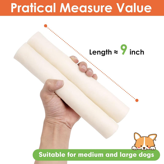 Mon2Sun 9 Inch Dog Rawhide Rolls, Teeth Cleaning And Long Lasting Dog Chews For Large Dogs, Single Ingredient And Natural Rawhide Rolls, 26.46Oz (6 Count-Pack Of 1)