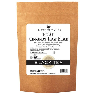 The Republic Of Tea Hicaf Cinnamon Toast Black Tea, 50 Tea Bags, Premium Blended High-Caffeine Black Tea