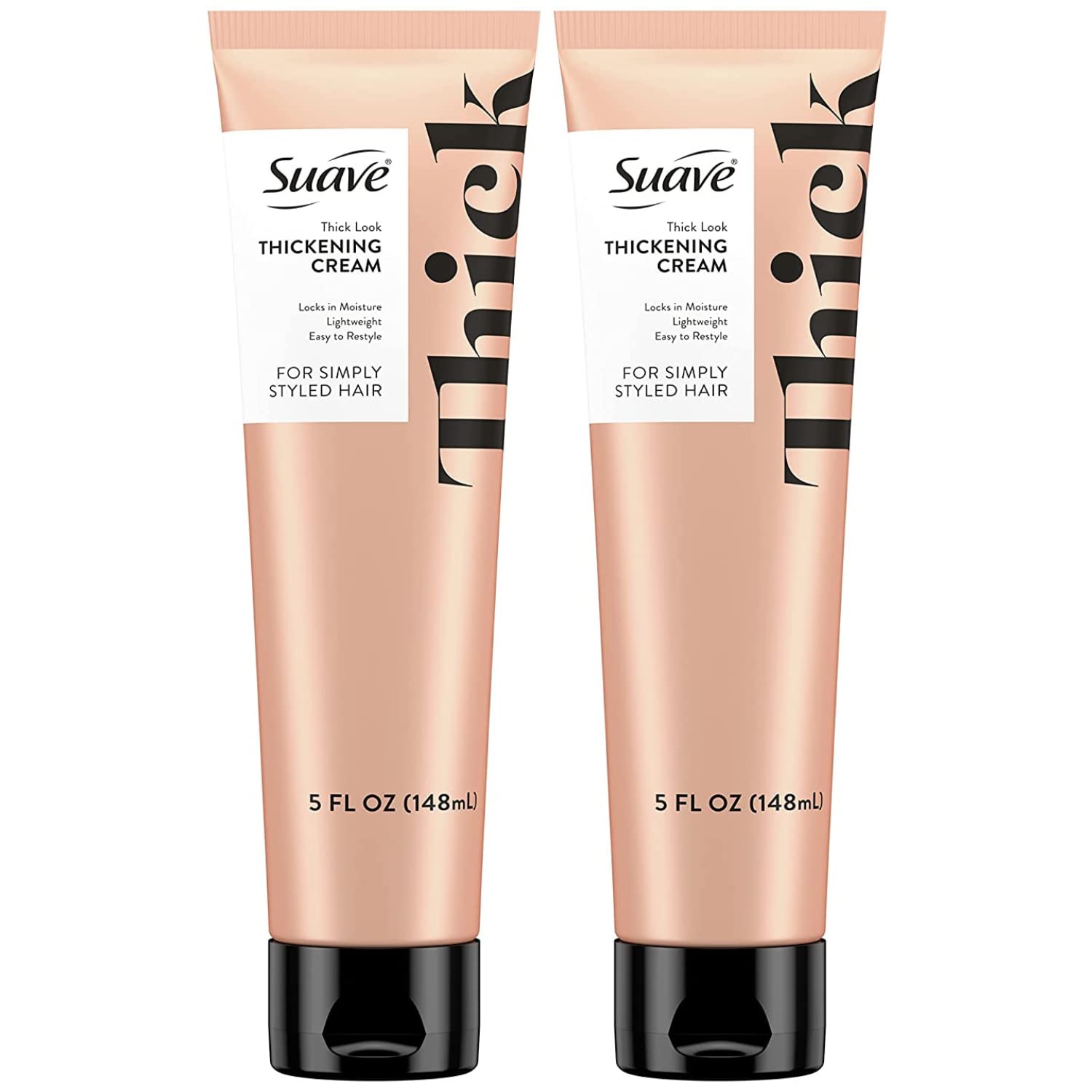 Suave Simply Styled Hair Thickening Cream – Heat Protectant Hair Styling Cream, Lightweight Blow Dry Cream For A Thick Look, 5 Oz (Pack Of 2)