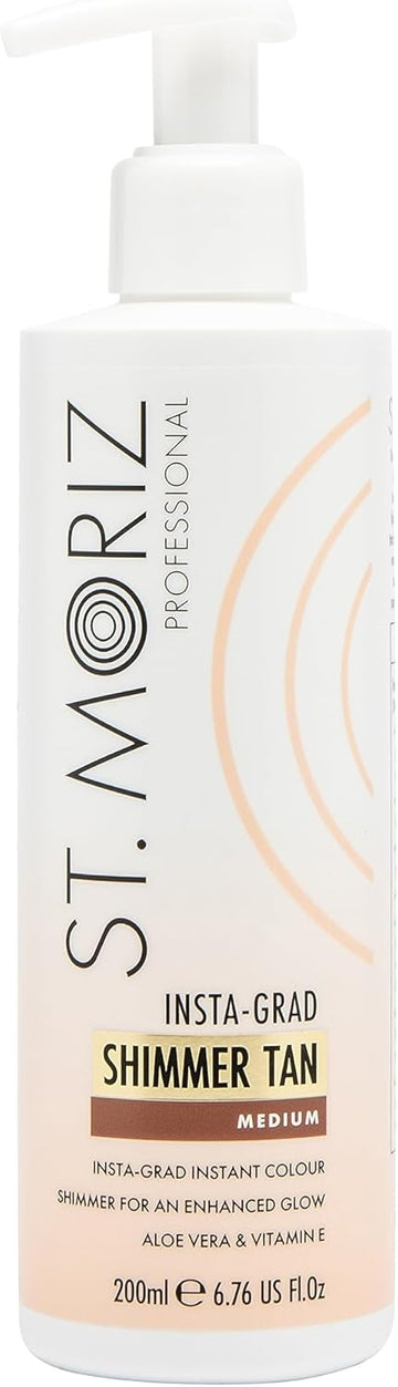 St Moriz Professional Insta-Grad Shimmer Tan | Illuminating & Bronzing Instant Fake Tan Body Lotion With Added Shimmer To Highlight & Enhance Your Glow | With Aloe Vera & Vitamin E | Vegan | 200Ml