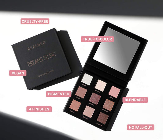 Realher Eyeshadow Palette - Dreams So Big - 9 Shades - Blush, Soft Pinks, Mauves