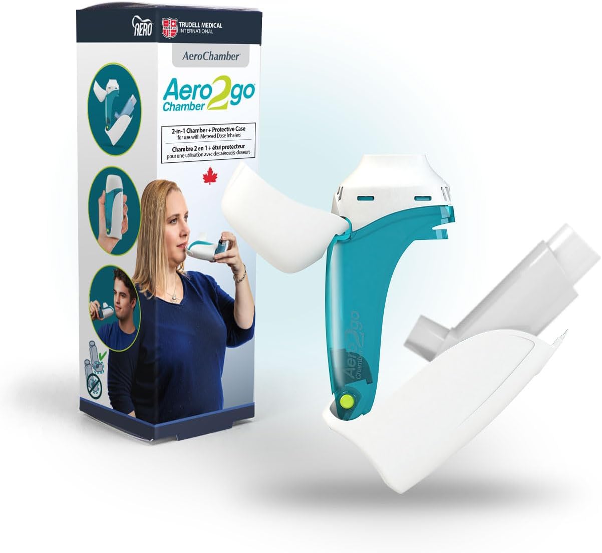Aerochamber2Go 2-In-1 Portable Inhaler Spacer + Protective Case For Metered Dose Inhalers