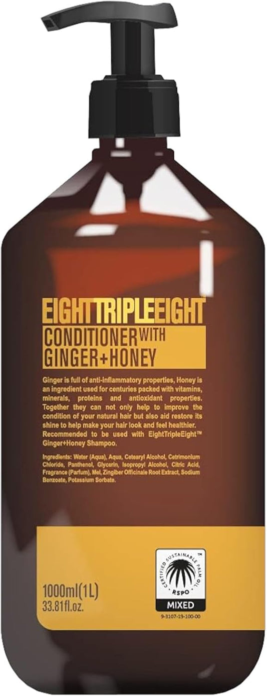 Eighttripleeight Ginger + Honey Hair Care Set- 1L Shampoo & 1L Conditioner