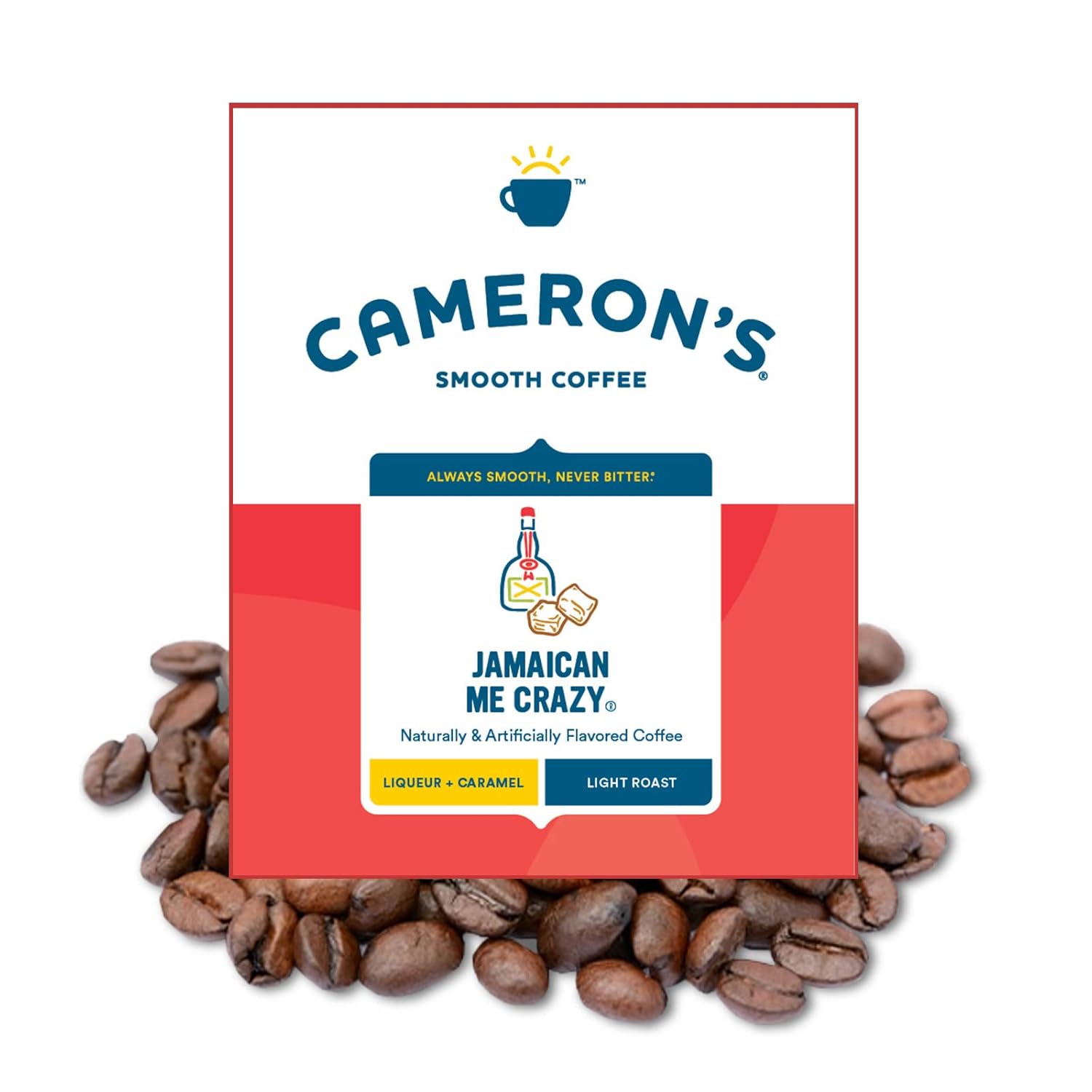 Cameron'S Coffee Jamaican Me Crazy Flavored Whole Bean Coffee, Light Roast, 100% Arabica, Bulk, 4-Pound Bag, (Pack Of 1)