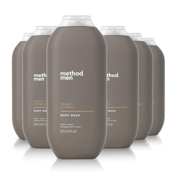 Method Men Body Wash, Cedar + Cypress, Paraben And Phthalate Free, 18 Fl Oz (Pack Of 6)