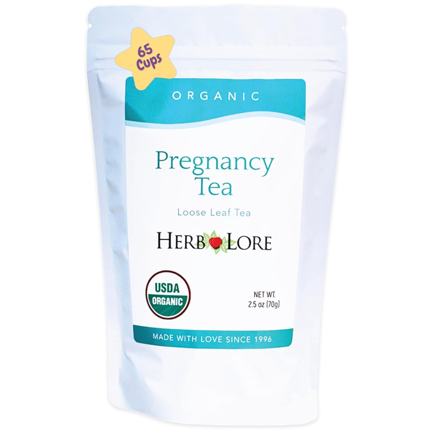 Herb Lore Organic Pregnancy Tea - 65 Servings Loose Leaf Red Raspberry Leaf For Pregnant Women - Safe For First Trimester, Third Trimester Labor Prep & Postpartum Recovery