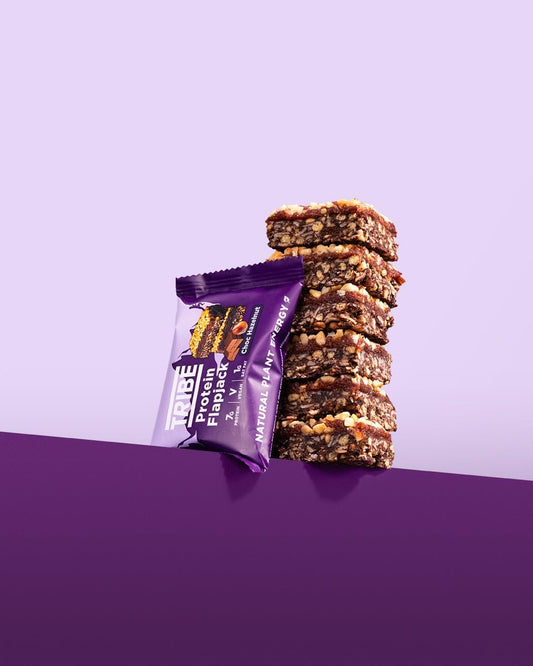 Tribe Protein Flapjacks - Choc Hazelnut - Great-Tasting Natural Plant Energy - Vegan, Dairy Free & Gluten Free (12 X 50G Bars)