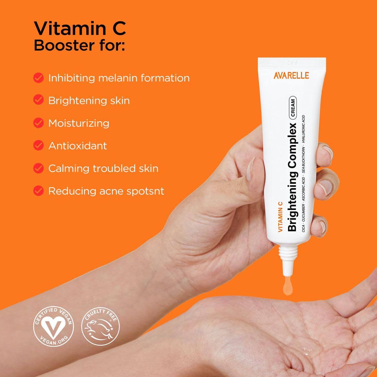 Avarelle Vitamin C Brightening Complex Moisturising Cream | Dark Spot And Hyperpigmentation Brightening Cream For All Skin Types | Naturally Derived Sea Buckthorn, Cucumber, Hyaluronic Acid, Cica : Beauty & Personal Care