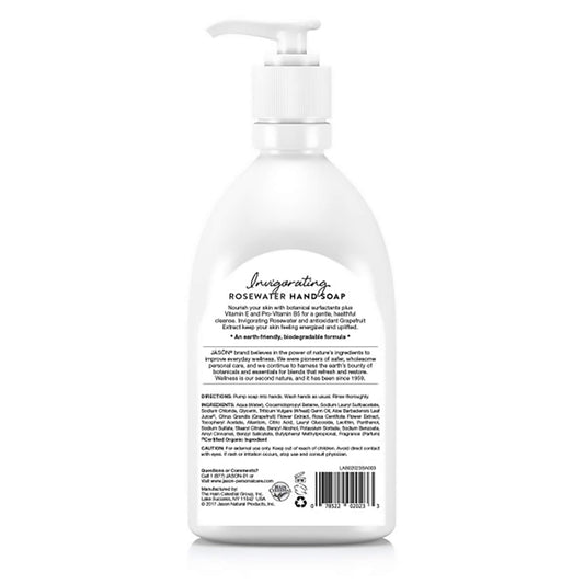 Jason Hand Soap, Invigorating Rosewater, 16 Oz (Packaging May Vary)