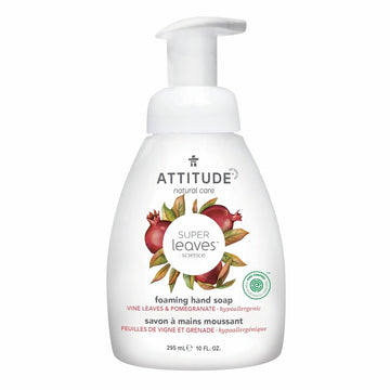 ATTITUDE Foaming Hand Soap, EWG Verified, Dermatologically Tested, Plant and Mineral-Based, Vegan Personal Care Products, Vine Leaves and Pomegranate, 10 Fl Oz