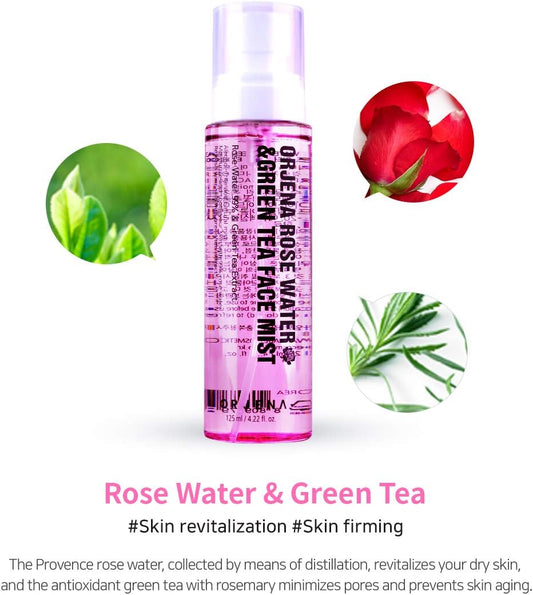 Orjena Rosewater & Green Tea Face Mist Face Spray Rose Water For Face Rosewater Spray_Korean Skin Care K Beauty_K Cosmetic