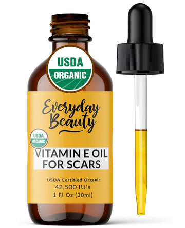 Organic Vitamin E Oil - Heavenly Rose Scented Usda Certified 100% All Natural Plant Based 2Oz - Lightweight & Great For Scars After Surgery - For Face, Skin And Nails - Reduce Wrinkles, Anti Aging