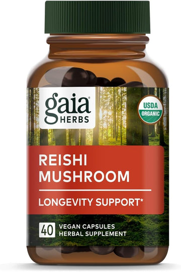 Gaia Herbs Reishi Mushroom - Helps Maintain A Healthy Immune System & Supports Heart Health - Adaptogen Herbal Supplement For Longevity Support - 40 Vegan Liquid Phyto-Capsules (40-Day Supply)