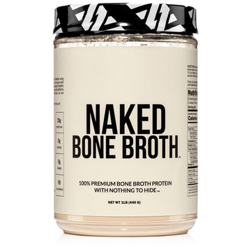 NAKED nutrition Naked Bone Broth - Beef Bone Broth Protein Powder - 20G Protein, Only 1 Ingredient - Gut Health And Joint Supplement - Unflavored - No Gmo, Gluten, Or Soy - 1 Pound