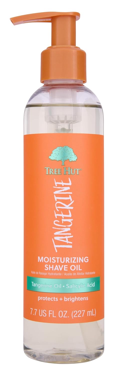 Tree Hut Bare Tangerine Moisturizing & Hydrating Bare Shave Oil | Made With Soothing Jojoba Oil | Gel-To-Oil Formula Helps Prevent Razor Bumps, Ingrown Hairs, & Skin Irritation | 7.7 Fl Oz
