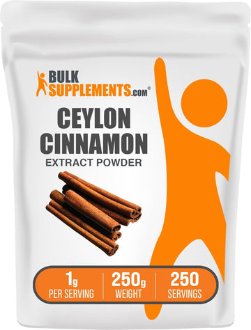 Bulksupplements.Com Ceylon Cinnamon Extract Powder - Cinnamon Extract, Cinnamon Ceylon - Cinnamon Supplement, Pack Of 1 - Gluten Free & Soy Free, 1000Mg Per Serving, 250G (8.8 Oz)