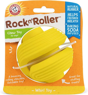 Arm & Hammer Rock N' Roller Whirl Rubber Ball Chew Toy for Dogs | Bouncing, Rolling, Chewable, Fetchable Dog Toy Made with Natural Rubber and Baking Soda to Help Redirect Destructive Chewing