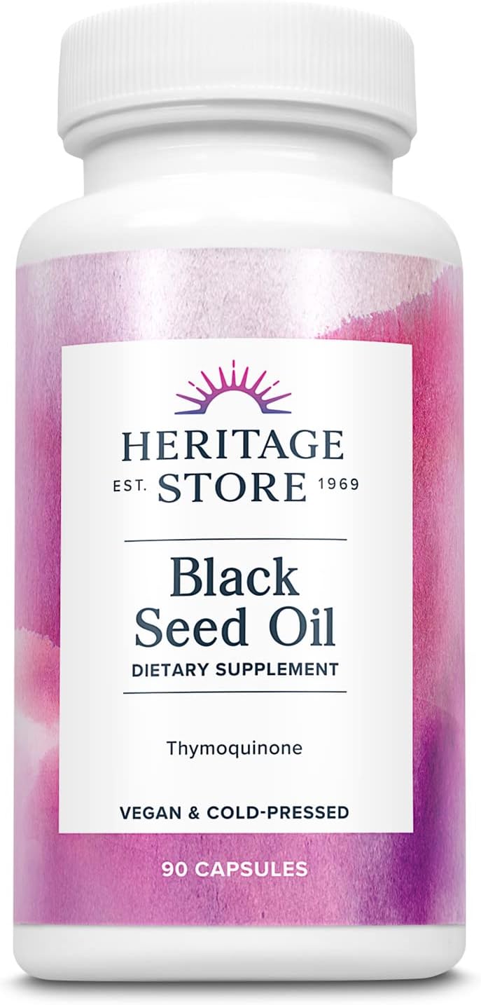 HERITAGE STORE Black Seed Oil Liquid Capsules 650mg, Nigella Sativa Oi