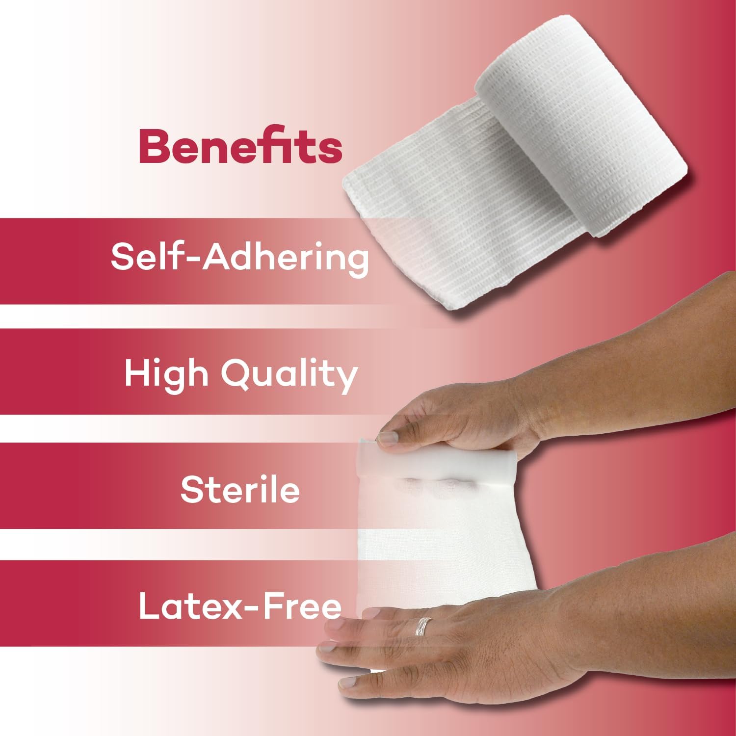 Dealmed 2" Sterile Conforming Stretch Gauze Bandages, 4.1 Yards Latex Free Stretched Dressing Wrap, Medical Non-Adherent Wound Care Mesh Bandages (Case of 96 Rolls) : Health & Household