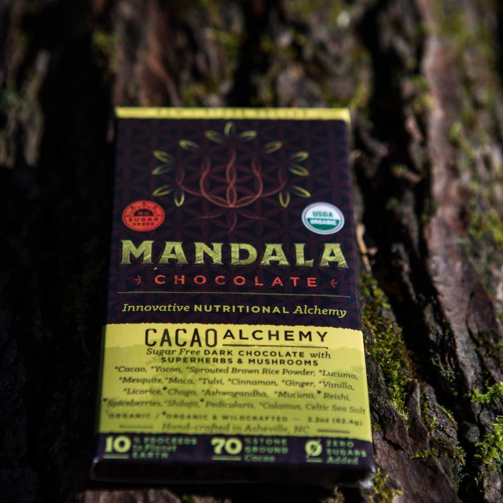 Mandala Superfood Sugar-Free Bean-To-Bar Chocolate (2.2 Oz Bar) Organic, Paleo, Keto, Artisan, Healthy, Vegan, Made With Adaptogens (Cacao Alchemy, 3-Pack) : Grocery & Gourmet Food
