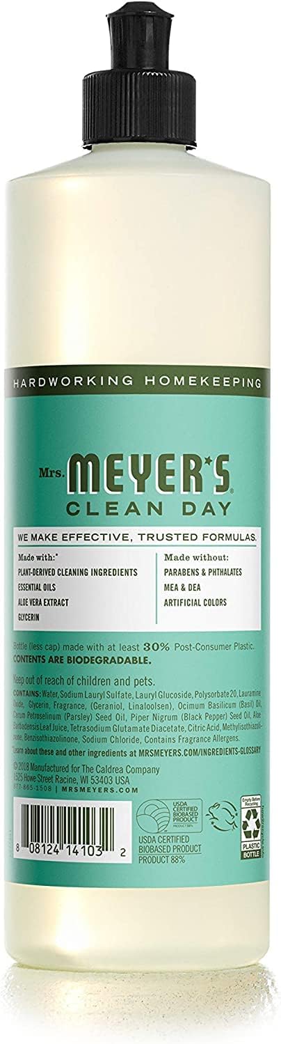 Mrs Meyers Dish Soap Refill Basil Scent, Set Includes 48 oz. Refill and 16 oz. Bottle : Health & Household