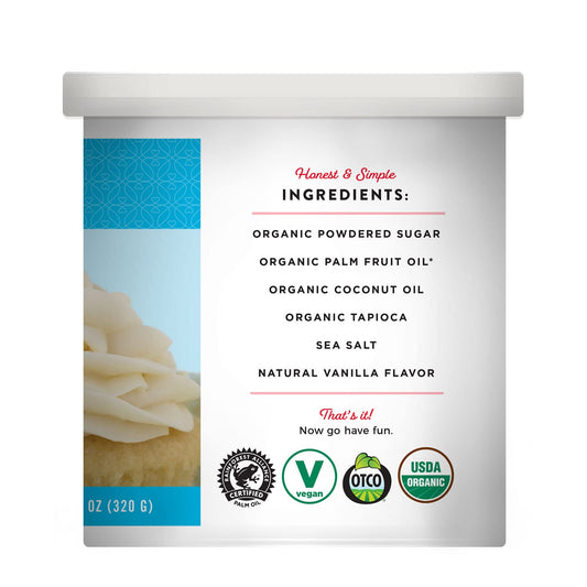 Miss Jones Baking Organic Buttercream Frosting, Perfect for Icing and Decorating, Vegan-Friendly: Vanilla (Pack of 6)