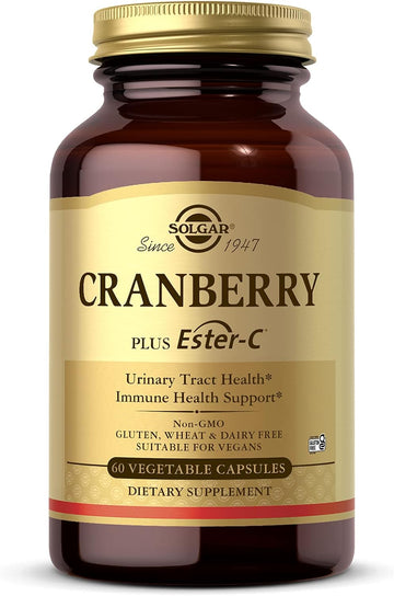 Solgar CRAN ORA w/ Probiotics Plus Ester-C, 60 Veg. Caps - Support Urinary Tract, Immune & Intestinal Health - Cranberry Powder for Digestion - Non GMO, Vegan, Gluten Free, Dairy Free - 30 Servings