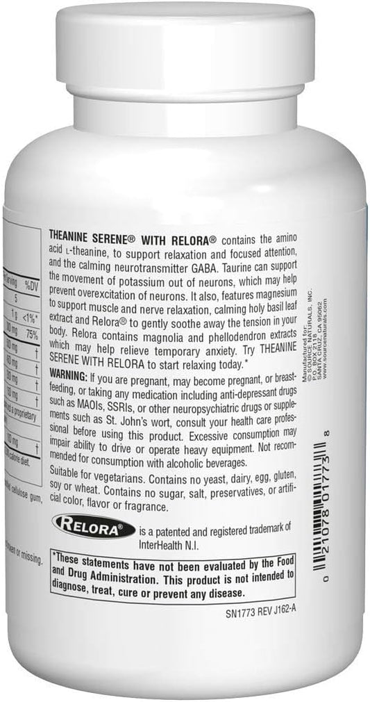Source Naturals Serene Science L-Theanine with Relora, Magnesium and GABA - 120 Tablets