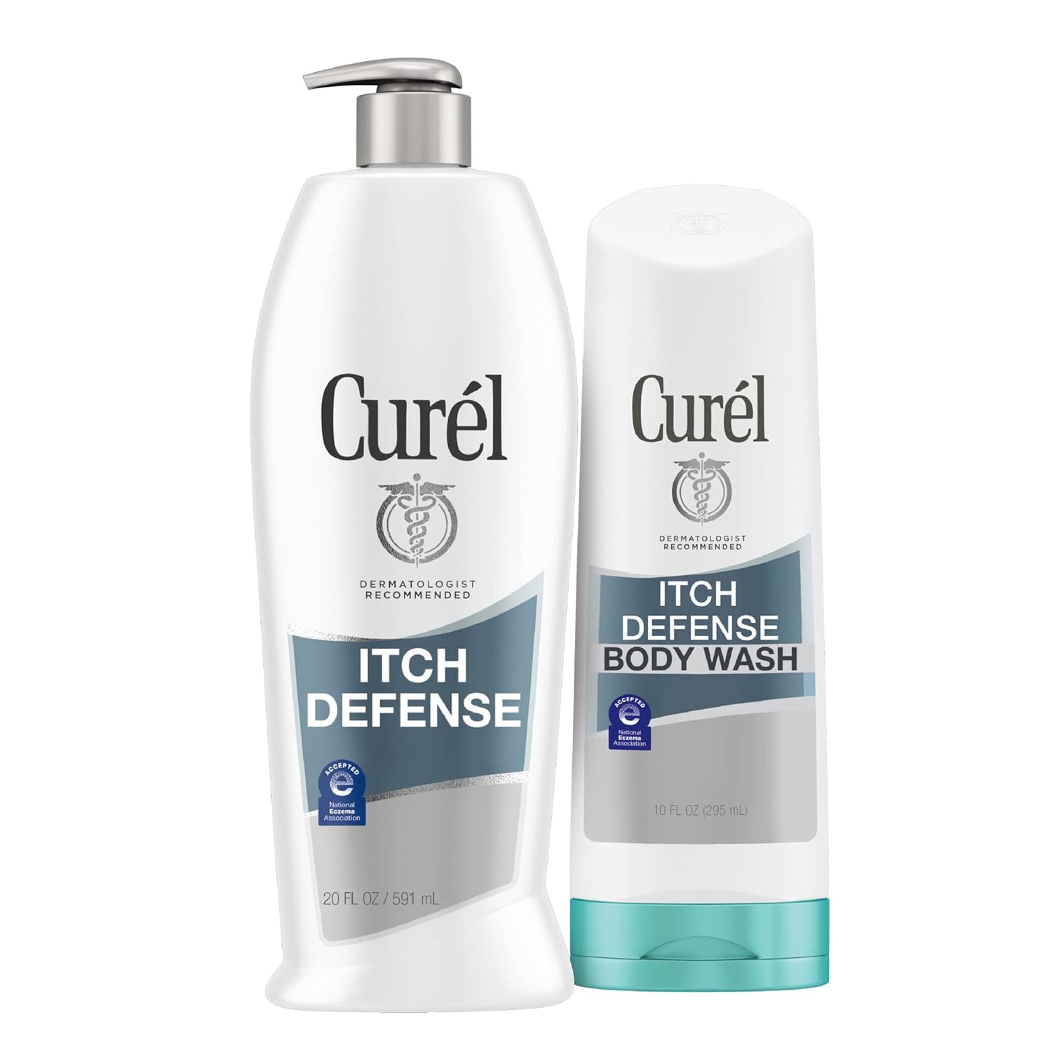 Curel Itch Defense Body Lotion and Body Wash Set, Pair Together to Help Dry Itchy Skin, Lotion with Advanced Ceramides, Wash with Hydrating Jojoba and Olive Oil, 20 fl oz and 10 oz (Set of 2)