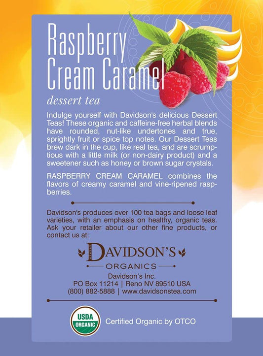 Davidson'S Organics, Raspberry Cream Caramel, 8-Count Tea Bags, Pack Of 12