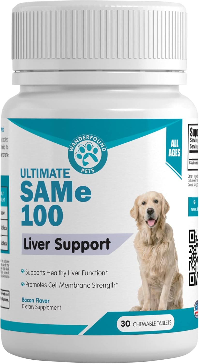 Wanderfound Pets - Milk Thistle & SAMe100 for Dogs, Promotes Natural Liver Health, Cognitive Brain Support, Perfect Liver Support Combo for Dogs and Puppies : Pet Supplies