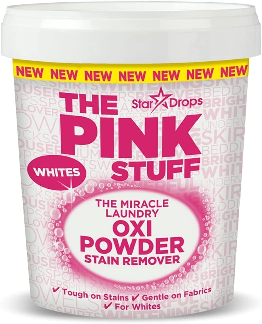 Stardrops - The Pink Stuff - The Miracle Laundry Oxi Powder Stain Remover Specifically Formulated for Whites, 1 kg