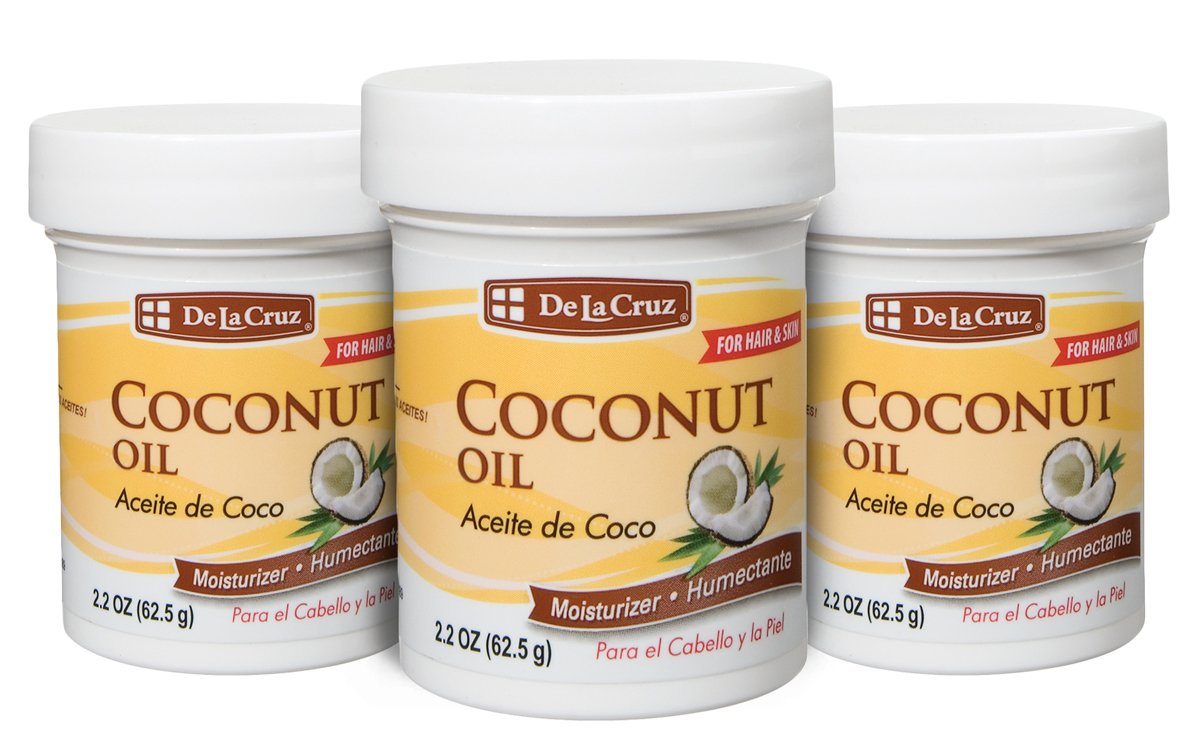 De La Cruz Coconut Oil - Expeller Pressed Coconut Oil For Skin And Hair - Natural Moisturizer For Skin And Hair - 2.2Oz (3 Jars)