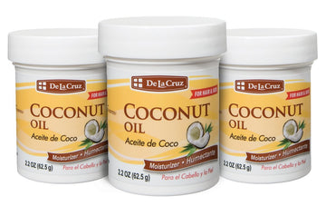 De La Cruz Coconut Oil - Expeller Pressed Coconut Oil For Skin And Hair - Natural Moisturizer For Skin And Hair - 2.2Oz (3 Jars)