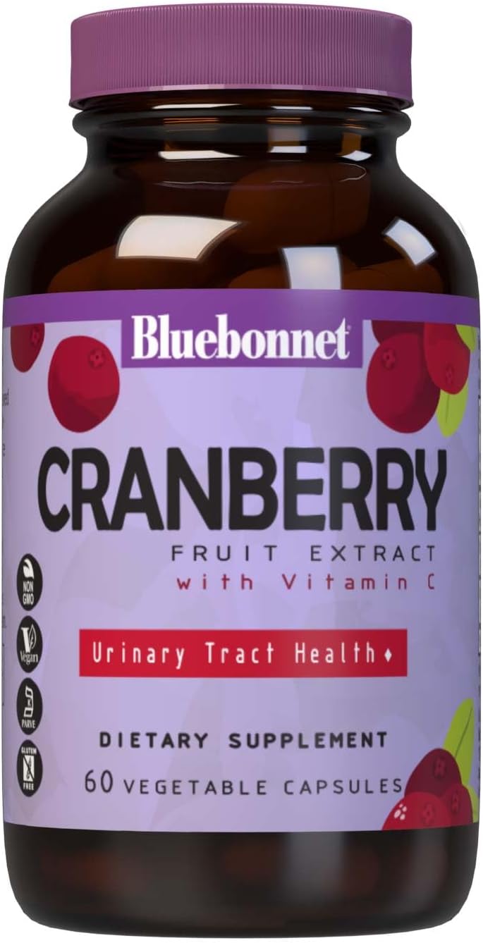 Bluebonnet Nutrition Cranberry Fruit Extract, Urinary Tract Support*, Non-Gmo, Kosher-Certified, Vegan, Gluten-Free, Soy-Free, Dairy-Free, 60 Vegetable Capsules, 60 Servings