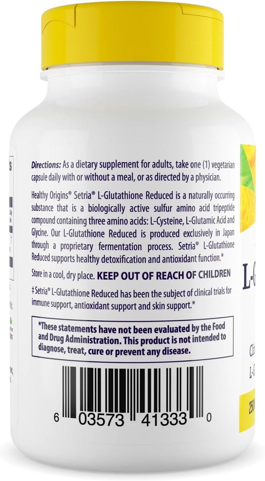 Healthy Origins L-Glutathione 250 Mg (Setria, Non-Gmo, Gluten Free, Antioxidant, Immune Support, Skin Support), 150 Veggie Caps