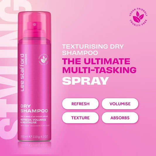 Lee Stafford Dry Shampoo | Styling - Deep Instant Hair Refresh & Retouch, Volumising Powder Spray, Absorbs Oil & Dirt Between Washes For A Quick Cleanse, No Rinse, For Men & Women, 200 Ml