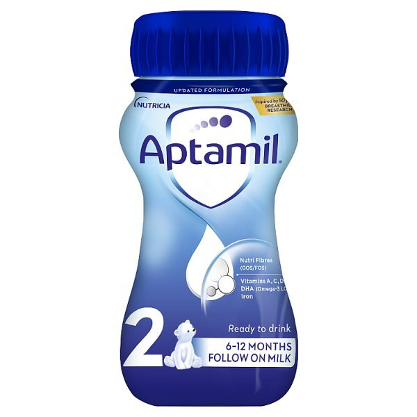 Aptamil 2 Follow On Baby Milk Formula Liquid 6-12 Mths 200Ml