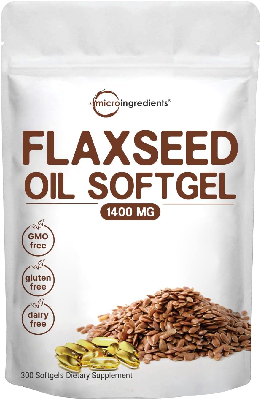 Flaxseed Oil 1400mg Softgels, 300 Counts | w/ 700mg ALA Omega 3, Cold