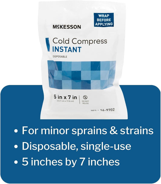 Mckesson Cold Compress, Instant Cold Pack, Disposable, 5 In X 7 In, 1 Count, 24 Packs, 24 Total