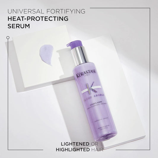 Kérastase Blond Absolu, Fortifying Heat Protecting Serum, For Lightened And Highlighted Hair, With Hyaluronic Acid And Edelweiss Flower, Cicaplasme, 250 Ml