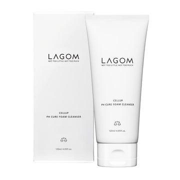 Lagom Cellup Ph Cure Foam Cleanser Natural Deep Cleansing Cream Ph Balance 5.5 Subacid Alcohol-Free Gentle Soft Silky Hydrating Herbal Facial Pore Wash For Sensitive Dry Oily Skin 120Ml 4.05Oz