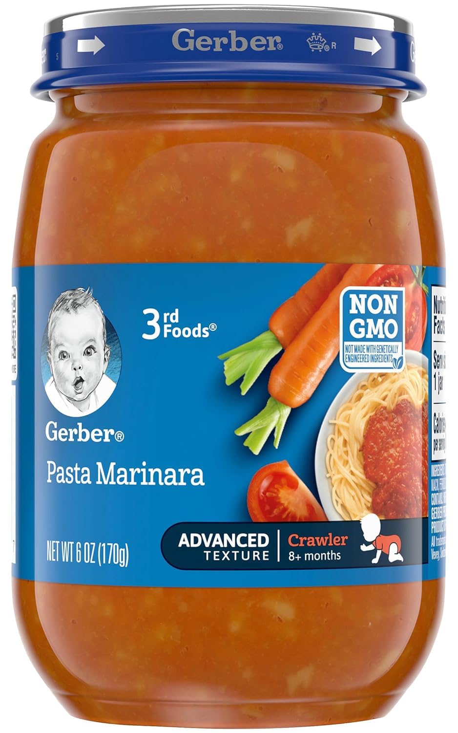 Gerber Mealtime For Baby 3Rd Foods Veggie Power Baby Food Jar, Pasta Marinara, Non-Gmo Pureed Baby Food For Crawlers 6 Ounce (Pack Of 24)