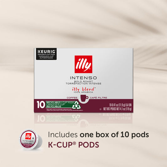 Illy Coffee K Cups - Coffee Pods For Keurig Coffee Maker – Intenso Dark Roast – Notes of Cocoa & Dried Fruit - Bold, Flavorful & Full-Bodied Flavor of Pods Coffee - No Preservatives – 10 Count