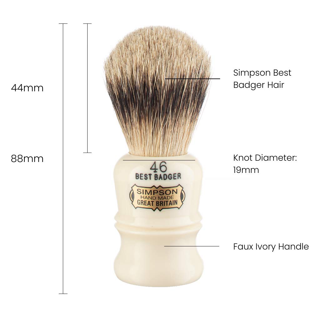 Simpson Berkeley 46 Best Badger Shaving Brush - Handmade British Shaving Brush For Men - Premium Quality By Simpson Shaving Brushes (Berkeley 46 Best Badger) : Beauty & Personal Care