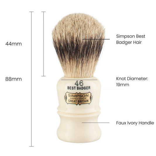 Simpson Berkeley 46 Pure Badger Shaving Brush - Handmade British Shaving Brush For Men - Premium Quality By Simpson Shaving Brushes (Berkeley 46 Pure Badger)