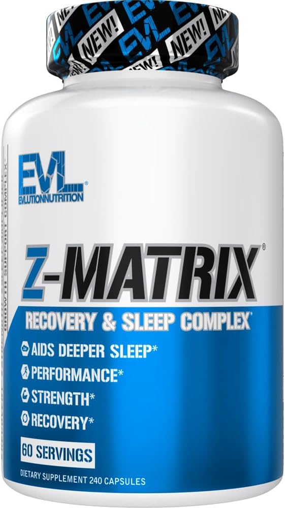 Evl Post Workout Recovery Bodybuilding Supplement - Magnesium And Zinc - Zmatrix Zinc Magnesium Aspartate Muscle Recovery Supplement For Sleep Support And Muscle Health : Health & Household