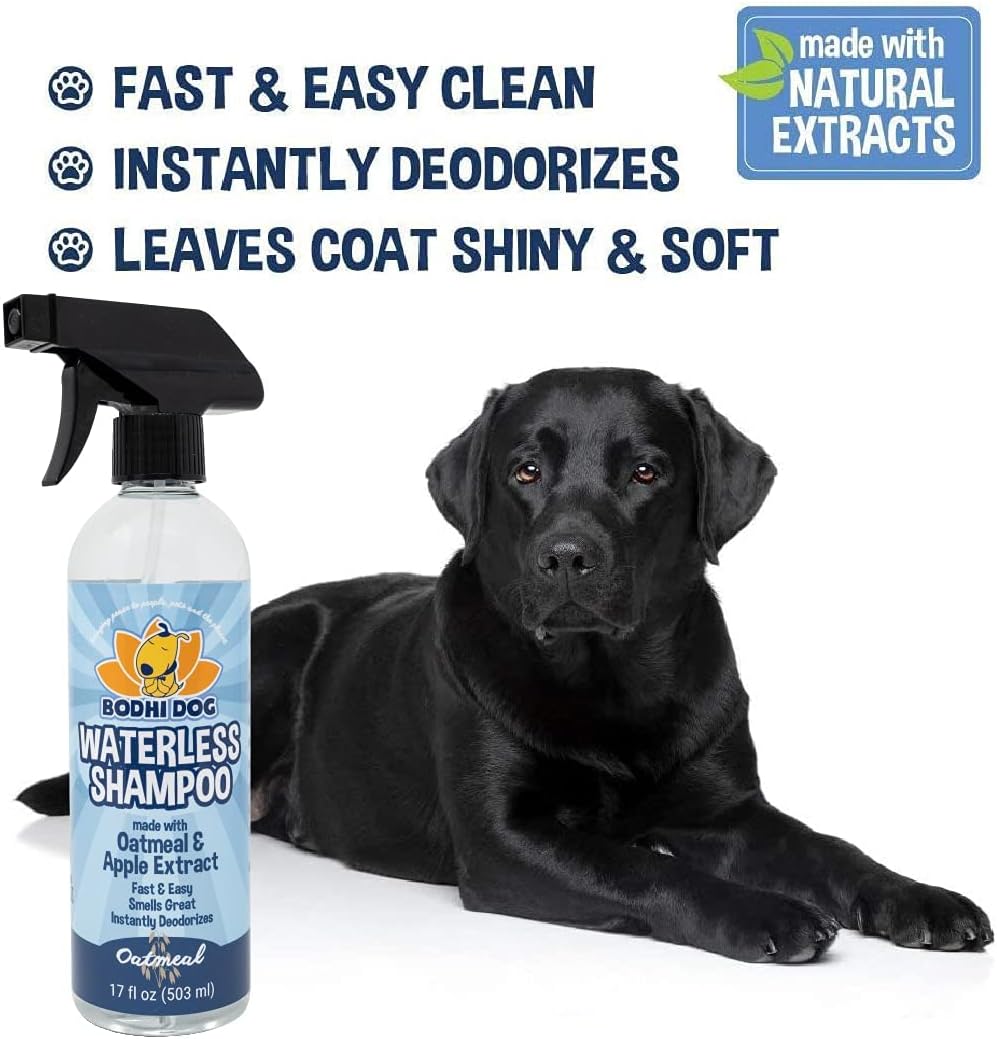 Bodhi Dog Waterless Shampoo | Natural Dry Shampoo for Dogs or Cats | Neutralizes Pet Odor | No Rinse Required | Made with Natural Extracts | Vet Approved - Made in USA (Oatmeal and Apple, 17 Fl Oz)