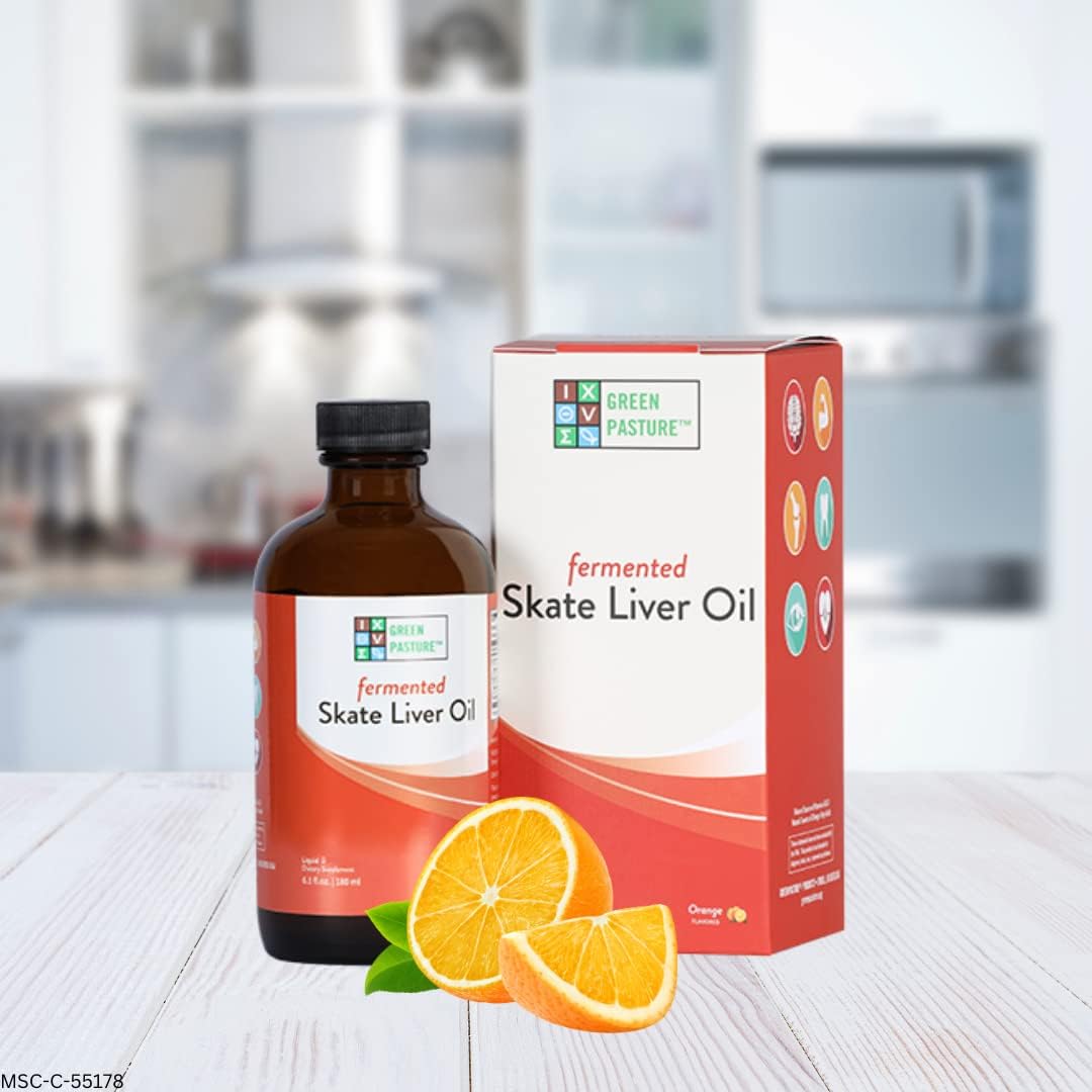 Green Pasture Fermented Skate Liver Oil - Orange - 6.0 FL Oz : Health & Household